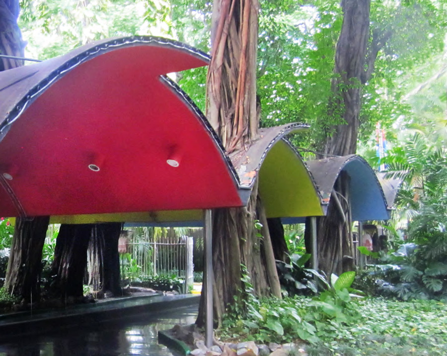 The colorful outdoor shells frame the entrance to the famous Tropicana Nightclub in Havana, Cuba